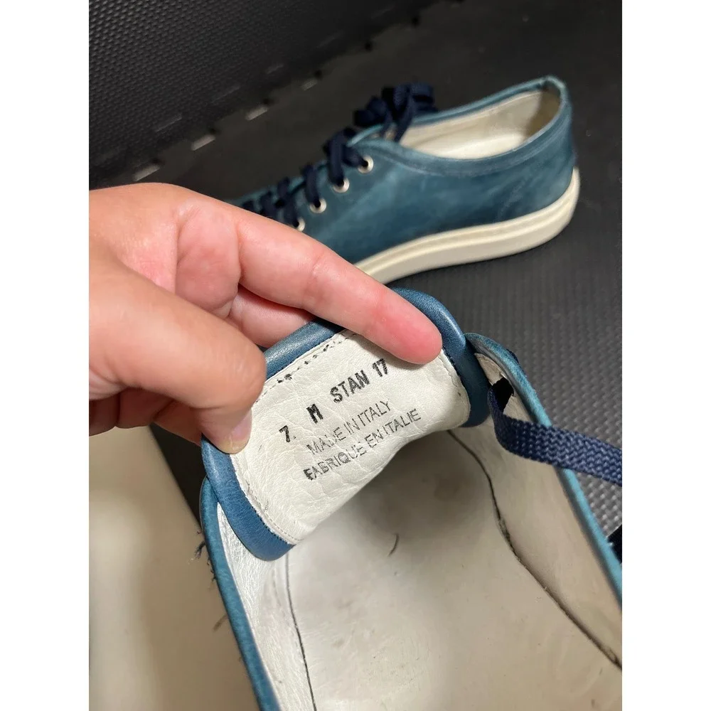 Saks Fifth Avenue Men Blue Leather Sneakers STAN 17 Classic Size 7 Made In Italy
